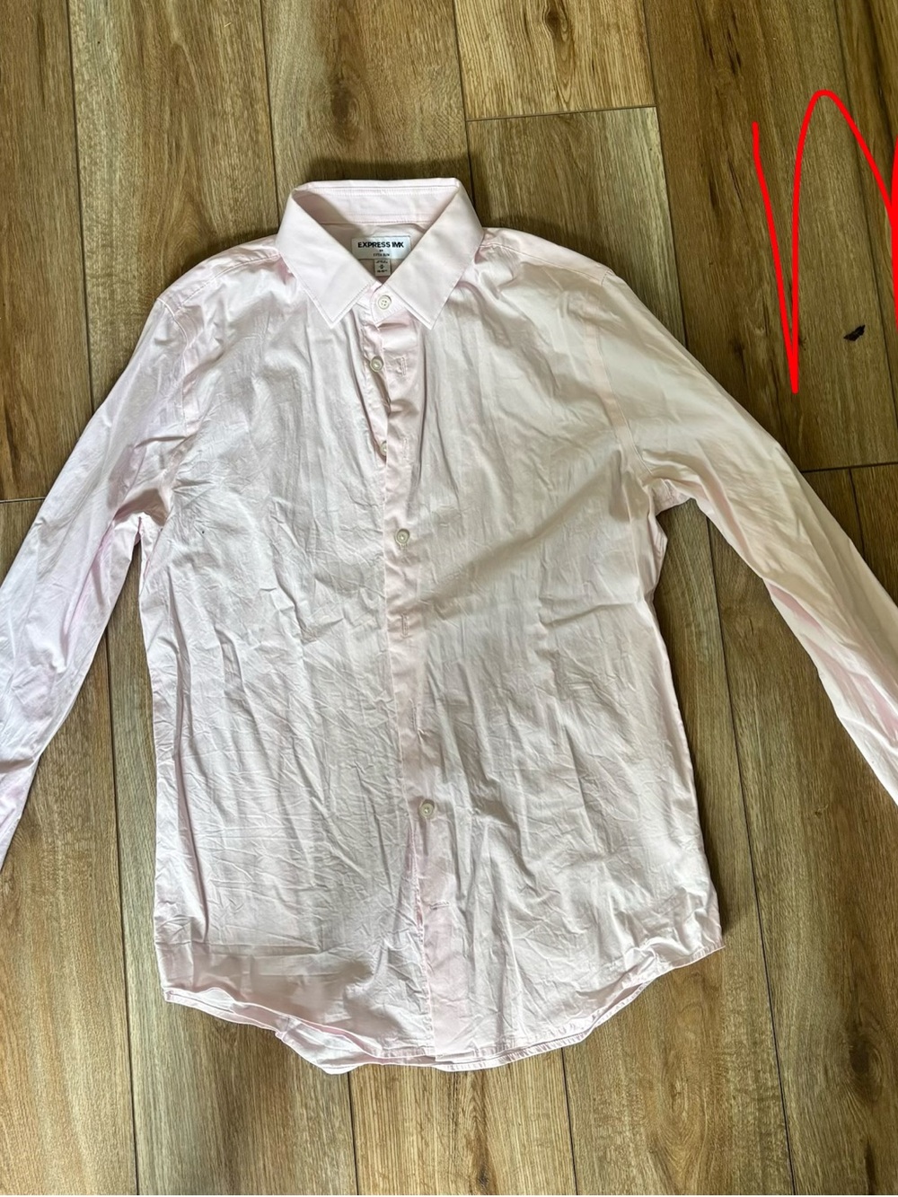 Express Men’s Light Pink Dress Shirt - Button Front